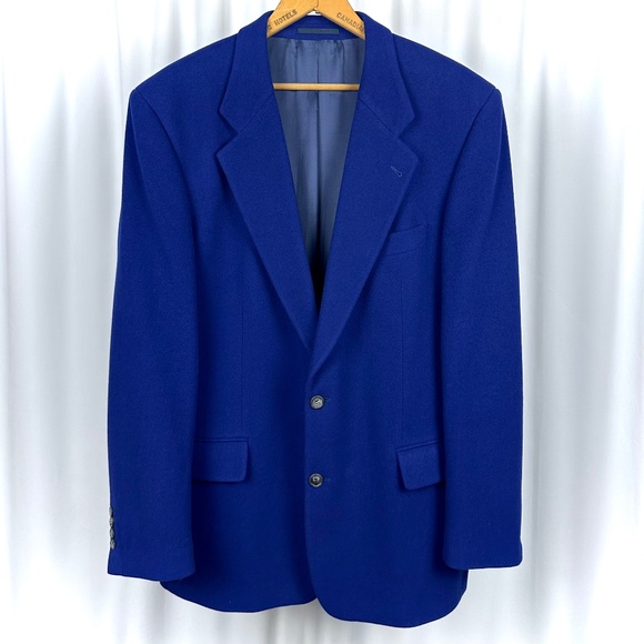 Vintage 1990's ‘BOSS by Hugo Boss' Wool Cashmere Peacoat in Cobalt Blue • Medium - Picture 1 of 11